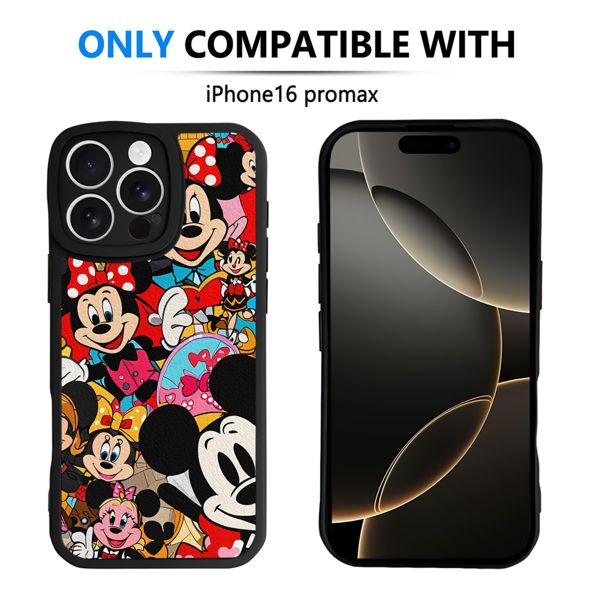（画像用） ミッキーマウス Mickey Mouse 【iPhone 16シリーズ対応】シリコンスマホケース（レザー調） 材質：シリコン